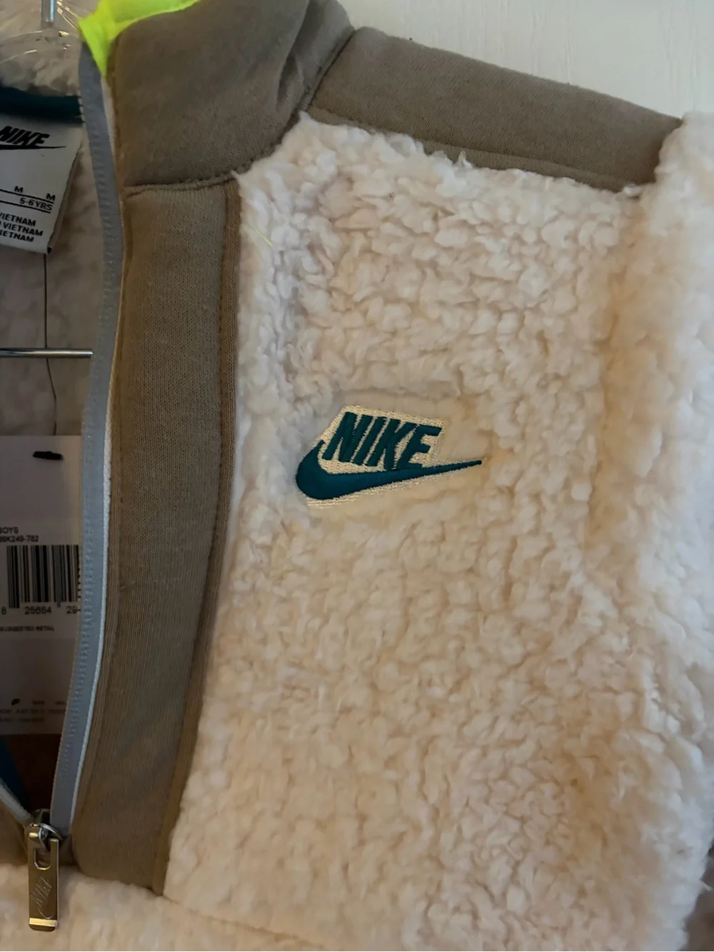 Nike Cream Sherpa Half-Zip with Teal Trim